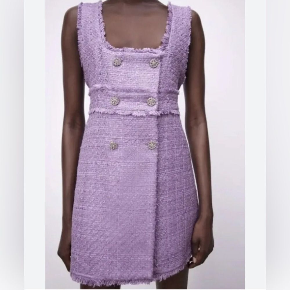 Zara Purple Tweed Mini Dress